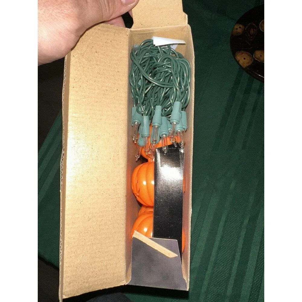 K-Mart Halloween 20 Flashing Pumpkin String Lights Outdoor & Indoor Orange NOS